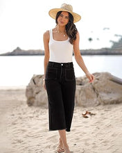 LUVAMIA Women's Comfy Denim High Waist Vintage Wide Leg Capri Jeans