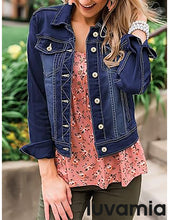 luvamia Women's Basic Button Down Stretch Fitted Long Sleeves Denim Jean Jacket