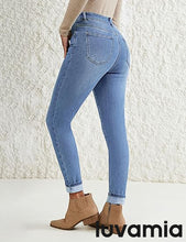 luvamia Skinny Jeans for Women Thin Fleece Lined High Waisted Front Yoke Fall Thermal Stretchy Denim Pants Warm Jeggings