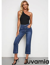 luvamia Capri Jeans for Women High Waisted Slim Straight Stretchy Denim Capris Pants Welt Pockets Casual Cropped Jeans