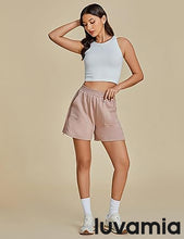 LUVAMIA Women's High Waist Elastic Waistband Shorts Regular Comfort Silhouette