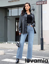 luvamia Flare Jeans for Women Thin Fleece Lined High Waisted Wide Leg Trendy Fall Stretchy Denim Pants Trouser Jeans