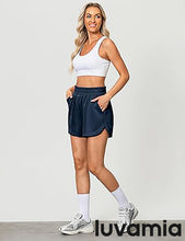 LUVAMIA Women's Brief High-Waisted Elastic-Waist Athletic Wide-Leg Shorts