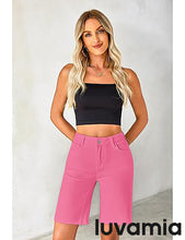 LUVAMIA Denim Bermuda Shorts for Women High Waisted  Stretchy  Straight Leg Jeans