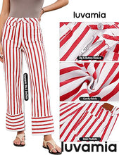 luvamia Striped Jeans for Women Wide Leg High Waisted Trendy Patch Pockets Stretchy Denim Pants Casual Trouser Jeans