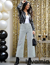 luvamia Stripe High Waist Wide Leg Jeans for Women