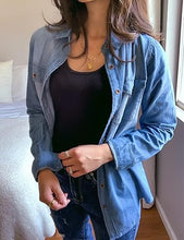 luvamia Women Chambray Jean Western Shirts Long Sleeve Button Down Denim Shirt Tops
