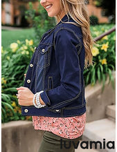 luvamia Women's Basic Button Down Stretch Fitted Long Sleeves Denim Jean Jacket