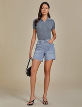 Women's Denim Mid Waist Shorts Regular Fit Summer Pocket Walkshorts