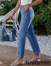 luvamia FleXclusive Women's Jeans High Waisted Straight Leg Tummy Control Stretchy Denim Pants Trendy Patch Pocket Trouser Jeans