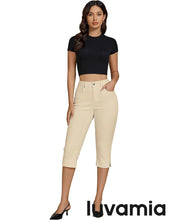 LUVAMIA Women Skinny Capri High Rise Denim Stretch Cropped Jeans