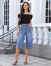 luvamia FleXclusive Capri Jeans for Women Wide Leg Trendy High Waisted Casual Summer Stretchy Denim Culottes Capri Pants with Pocket