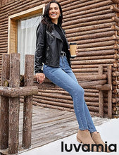 luvamia Skinny Jeans for Women Thin Fleece Lined High Waisted Front Yoke Fall Thermal Stretchy Denim Pants Warm Jeggings