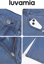 LUVAMIA Women's Barrel Style High Waist Jeans Regular Fit Slight Stretch with pocket