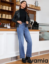LUVAMIA Timeless High Waisted Flare Jeans Breathable Denim All Season Styling Functional Pockets