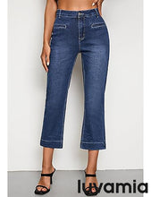 luvamia Capri Jeans for Women High Waisted Slim Straight Stretchy Denim Capris Pants Welt Pockets Casual Cropped Jeans