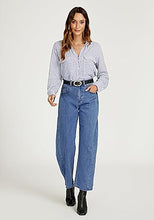 LUVAMIA Women's Barrel Style High Waist Jeans Regular Fit Slight Stretch with pocket