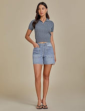 Women's Denim Mid Waist Shorts Regular Fit Summer Pocket Walkshorts