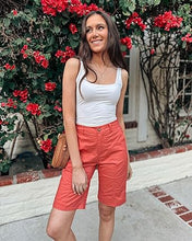 LUVAMIA Bermuda Shorts for Women's Knee Length Casual Lightweight Breathable Summer High Waisted Knee Length Shorts