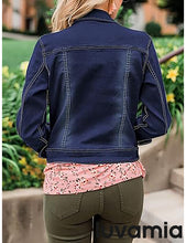 luvamia Women's Basic Button Down Stretch Fitted Long Sleeves Denim Jean Jacket