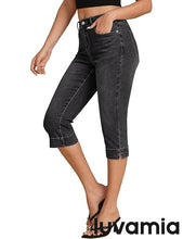LUVAMIA Women Skinny Capri High Rise Denim Stretch Cropped Jeans