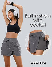 LUVAMIA Women's Active Breathable High Waisted Regular Relaxed Fit Shorts Skort.