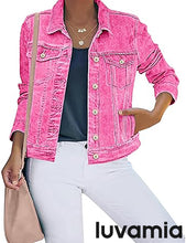 luvamia Women's Basic Button Down Stretch Fitted Long Sleeves Denim Jean Jacket