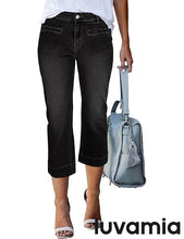 luvamia Capri Jeans for Women High Waisted Slim Straight Stretchy Denim Capris Pants Welt Pockets Casual Cropped Jeans
