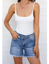 luvamia Jean Shorts for Women High Wasited Trendy Stretchy Crossover Wasit Denim Shorts Raw Hem Casual Summer Pockets