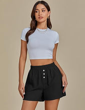 2025 Women's Relaxed Lightweight Shorts with Elastic Waistband and Front Button