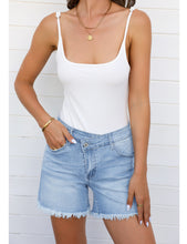 luvamia Jean Shorts for Women High Wasited Trendy Stretchy Crossover Wasit Denim Shorts Raw Hem Casual Summer Pockets