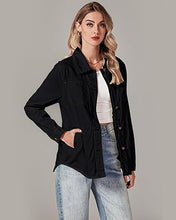 LUVAMIA Denim Jackets for Women Trendy Long Sleeve Button Down Shirt Jacket with Pocket