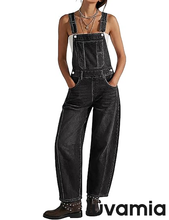 luvamia FleXclusive Denim Overalls for Women Barrel Leg Baggy Loose Fit Bib Stretchy Jean Jumpsuit Adjustable Strap Casual Overall