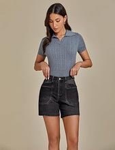 Women's Denim Mid Waist Shorts Regular Fit Summer Pocket Walkshorts