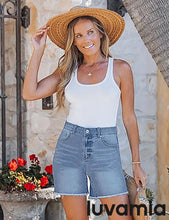 Luvamia Women's Casual Denim Walkshorts Summer Straight