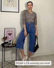 LUVAMIA Women's Comfy Denim High Waist Vintage Wide Leg Capri Jeans
