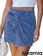 luvamia Jean Skorts for Woman High Rise Mini Skirt Bow Short Stretch Denim Skirts with Shorts Underneath Country Concert