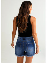 luvamia Jean Shorts for Women High Wasited Trendy Stretchy Crossover Wasit Denim Shorts Raw Hem Casual Summer Pockets