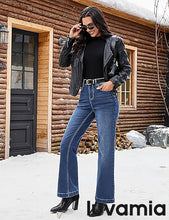 luvamia Flare Jeans for Women Thin Fleece Lined High Waisted Wide Leg Trendy Fall Stretchy Denim Pants Trouser Jeans