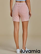 LUVAMIA Women's Denim Elastic Waist Walkshorts with Pockets