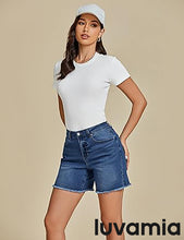 Luvamia Women's Casual Denim Walkshorts Summer Straight