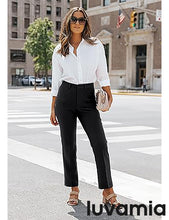 LUVAMIA Women's Blazer Set Business Casual Full Fit Blazer Jackets and Straight Pant Suits with Pockets