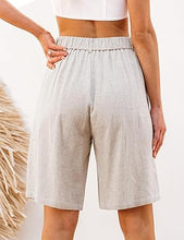 luvamia Bermuda Shorts for Women High Waisted Linen Dressy Casual Pleated Wide Leg Summer Shorts with Elastic Waist