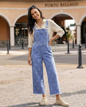 luvamia FleXclusive Denim Overalls for Women Wide Leg Capri Jean Jumpsuit Loose Fit Summer Stretchy Bib Overall Embroidered Raw Hem