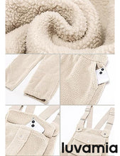 Women's No Stretch Adjustable Fleece Overalls Casual Jumpsuits With Pockets