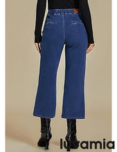 LUVAMIA Women's Cropped Denim High Waisted Jeans Stretch Wide Leg