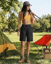 luvamia Hiking Shorts for Women Bermuda Knee Length Cargo Pull On Quick Dry Elastic Waist Sport 9'' Inseam Long Shorts