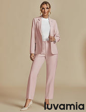 LUVAMIA Women's Blazer Set Business Casual Full Fit Blazer Jackets and Straight Pant Suits with Pockets