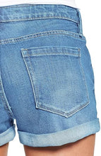 luvamia Women's Ripped Denim Jean Shorts Mid Rise Stretchy Folded Hem Short Jeans
