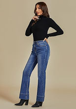 Women's High Waist Regular Fit Slight Stretch Flare Jeans Bell Bottoms
